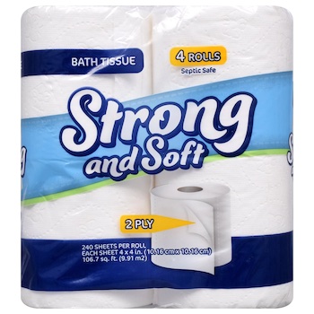 Strong and Soft 2-ply Bathroom Tissue, 4-Roll Packs